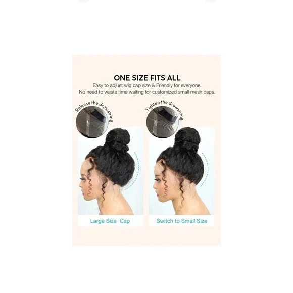 New 16 Ashimary Human Hair Invisi-Strap Water Wave 360 Lace Frontal Wig 1B